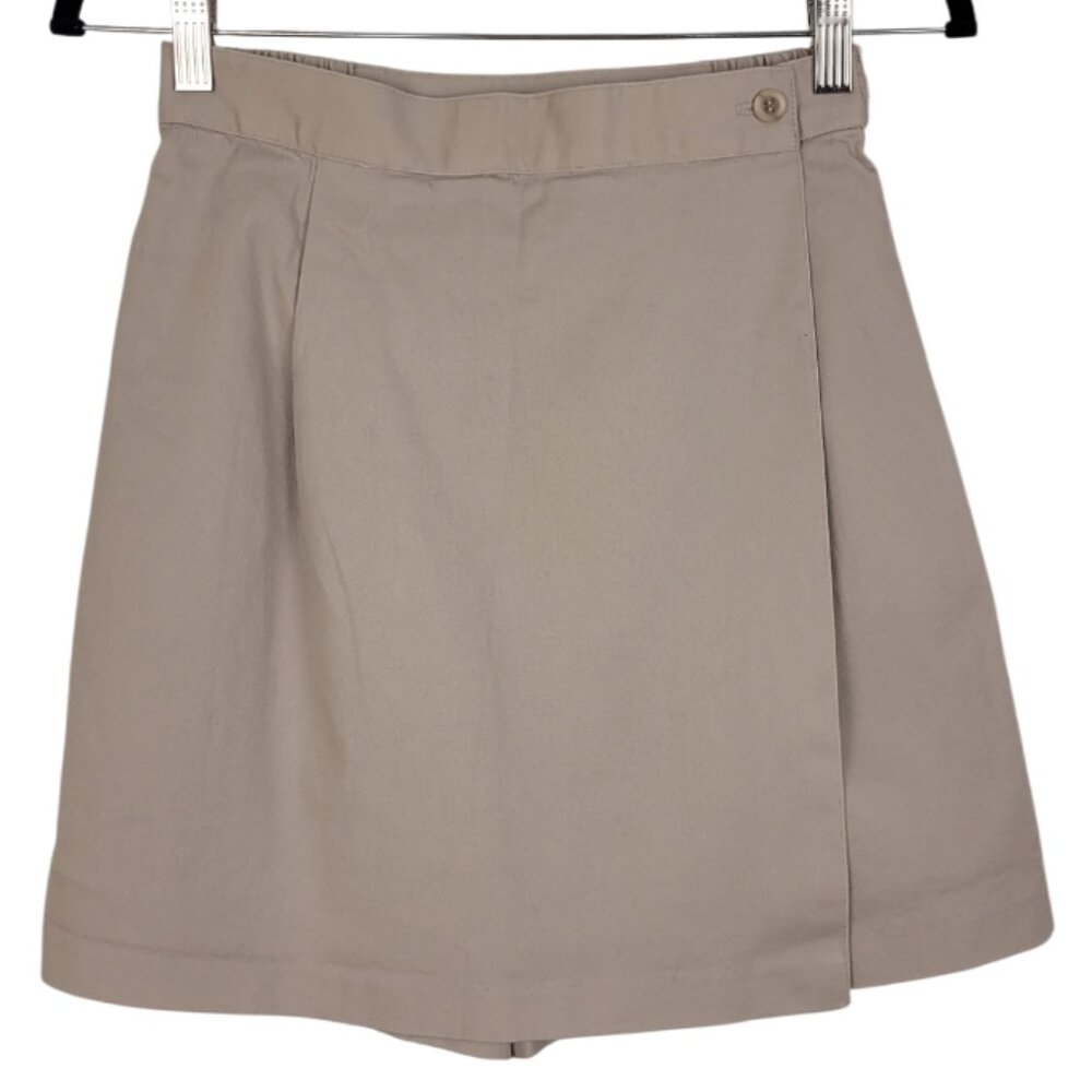 80/90s Vintage Beige Wrap Skort BRIGGS size 10P women's small cotton made in USA